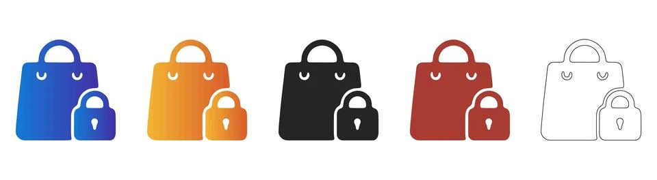 Shopping bag with lock icon for secure checkout Stock Illustration