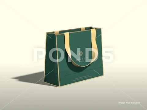 Shopping Bag Mockup Standing Front View 3D Rendering PSD Template