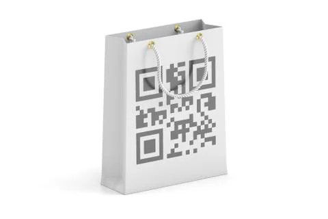 Shopping bag with qr code, 3D rendering Stock-Illustration