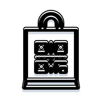 Shopping bag with qr code for digital shopping Stock Illustration