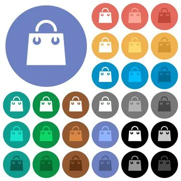 Shopping bag round flat multi colored icons Stock Illustration