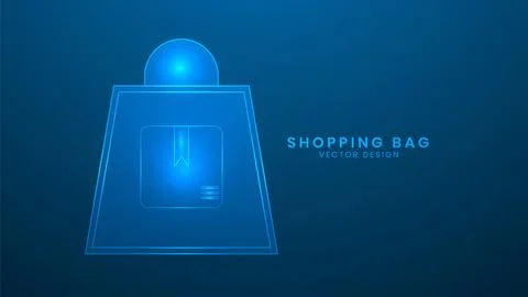 Shopping bag. Shopping commerce concept. Vector illustration with light eff.. Stock Illustration
