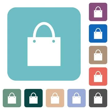 Shopping bag solid rounded square flat icons Stock Illustration