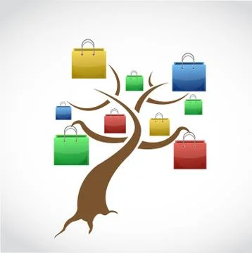 Shopping bag tree. illustration design Stock Illustration