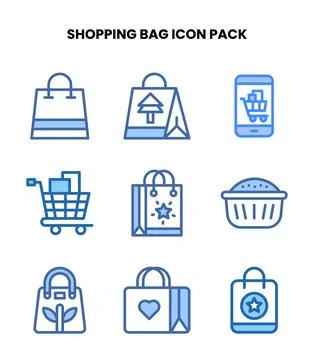 Shopping Bag Two Colour Design Icons Pack 스톡 일러스트
