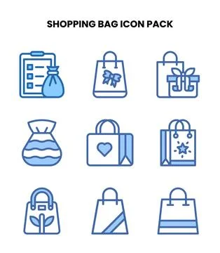 Shopping Bag Two Colour Design Icons Pack 스톡 일러스트
