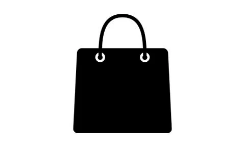 Shopping bag vector icon logo flat black Stock Illustration