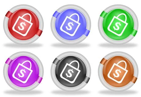 Shopping bag web icon button Stock Illustration
