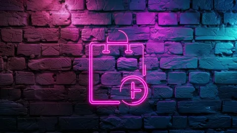 Shopping Bag wtih plus, add sign neon icon Stock Footage 276322578