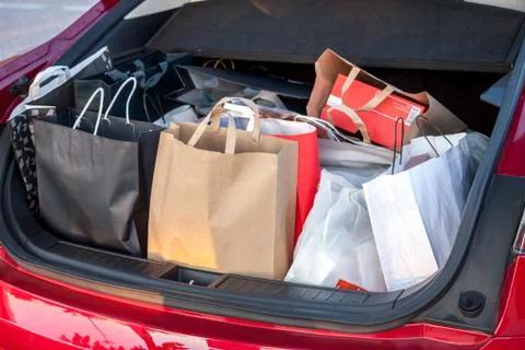Shopping bags in car Stock Photos