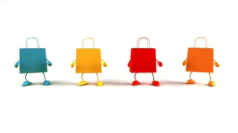 Shopping bags dancing Stock Footage