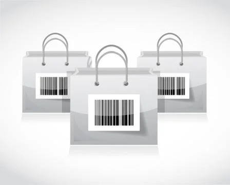 Shopping bags set with bar code Stock Illustration