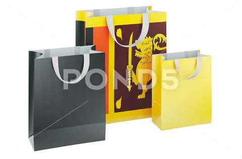 Shopping bags with Sri Lankan flag. Shopping in Sri Lanka, concept. 3D ...