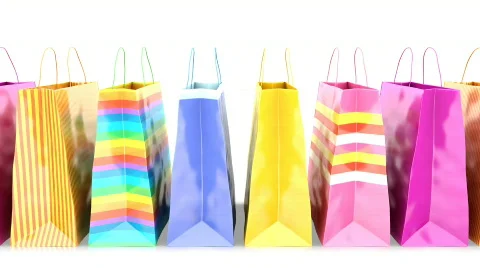 Shopping bags on white background. Loopable Stock Footage 739285