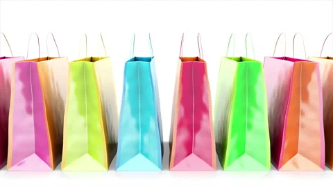 Shopping bags on white background. Loopable Stock Footage 45663787