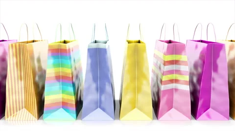 Shopping bags on white background. Loopable Stock Footage 45663823