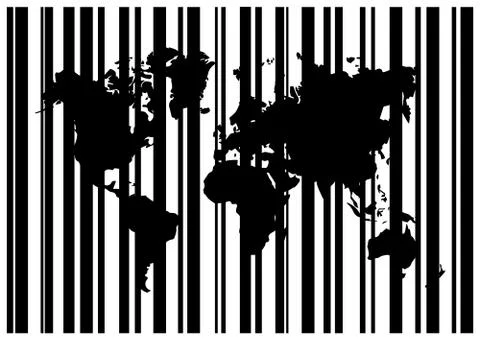 Shopping Bar Code With World Map Stock-Illustration