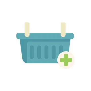 Shopping basket adding icon depicting online shopping 스톡 일러스트