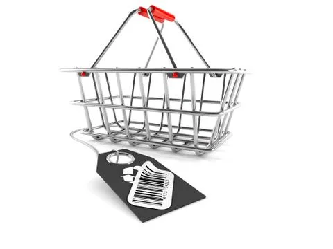 Shopping basket with barcode Stock Illustration