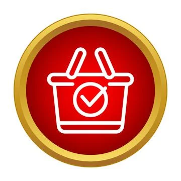 Shopping basket with check mark button icon Stock Illustration