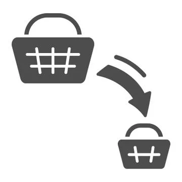 Shopping basket decrease solid icon, economic sanctions concept, decline in Stockillustratie