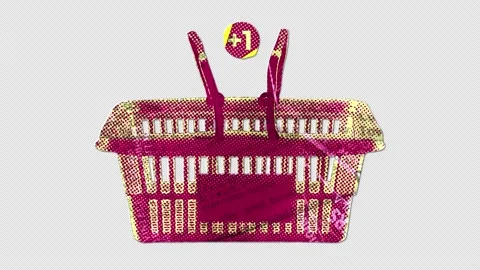 Shopping basket empty and adding points Video stock 306076732