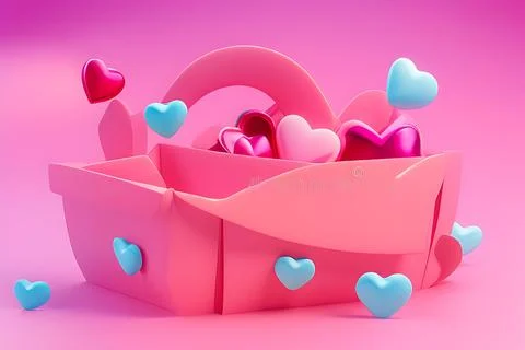 Shopping Basket with Hearts on diffrent background. Valentine's Day, Mother.. Stock Illustration