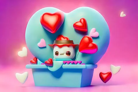 Shopping Basket with Hearts on diffrent background. Valentine's Day, Mother.. Stock Illustration