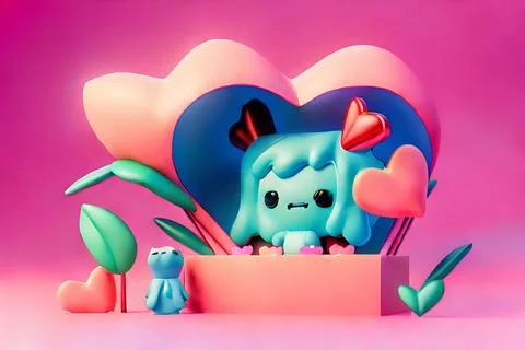 Shopping Basket with Hearts on diffrent background. Valentine's Day, Mother.. Stock Illustration