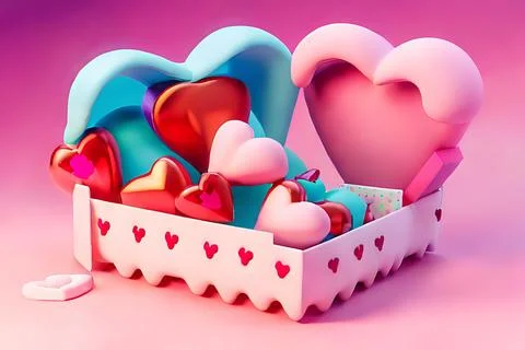 Shopping Basket with Hearts on diffrent background. Valentine's Day, Mother.. Stock Illustration