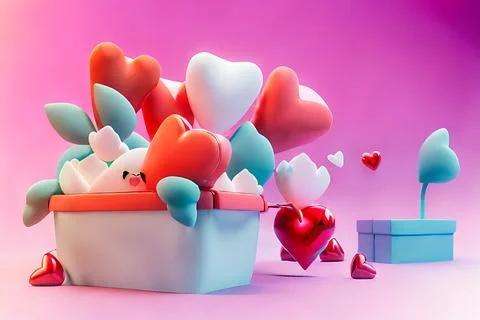 Shopping Basket with Hearts on diffrent background. Valentine's Day, Mother.. Stock Illustration