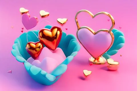 Shopping Basket with Hearts on diffrent background. Valentine's Day, Mother.. Stock Illustration