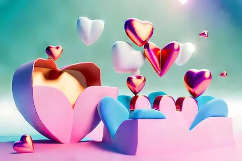 Shopping Basket with Hearts on diffrent background. Valentine's Day, Mother.. Stock Illustration