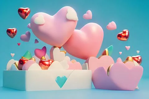 Shopping Basket with Hearts on diffrent background. Valentine's Day, Mother.. Stock Illustration