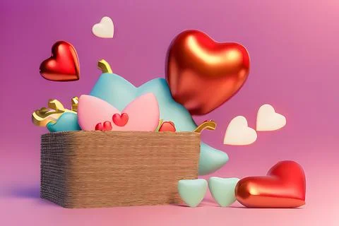 Shopping Basket with Hearts on diffrent background. Valentine's Day, Mother.. Stock Illustration