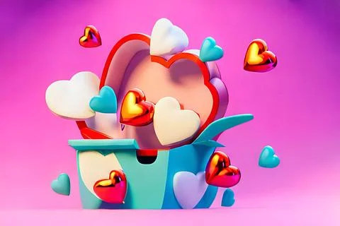 Shopping Basket with Hearts on diffrent background. Valentine's Day, Mother.. Stock Illustration