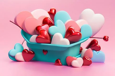 Shopping Basket with Hearts on diffrent background. Valentine's Day, Mother.. Stock Illustration