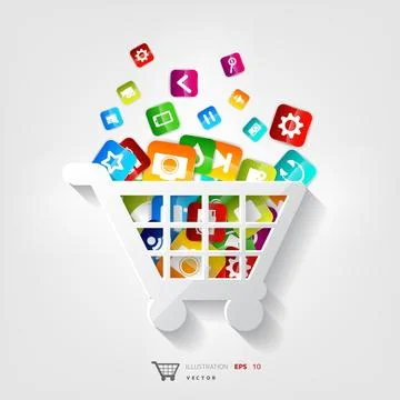Shopping basket icon. Application button. イラスト素材