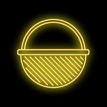 Shopping basket icon creating glowing neon effect Illustrazione stock