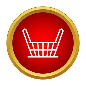 Shopping basket icon on red button design Stock Illustration