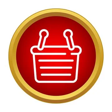 Shopping basket icon on red button for e commerce Stock Illustration