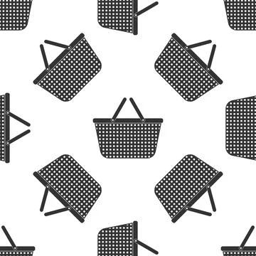 Shopping basket icon seamless pattern on white background. Flat design. Vector Stockillustratie
