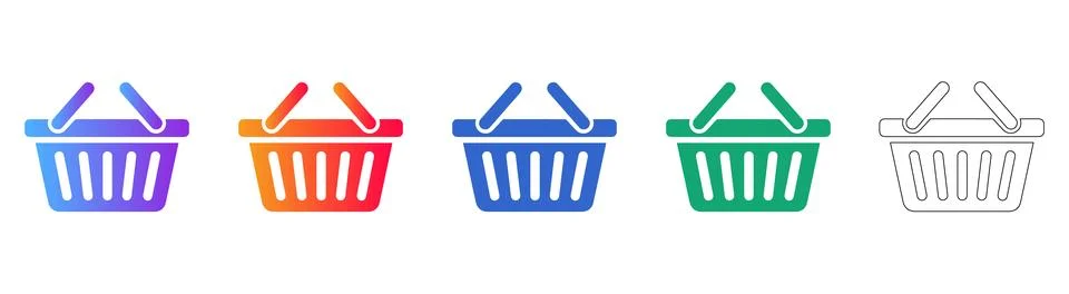 Shopping Basket Icon Set for E commerce and Retail Ilustración de archivo