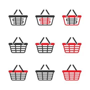 Shopping basket icon set. vector Stock Illustration