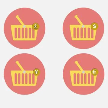 Shopping basket icon set vector illustration Stock Illustration
