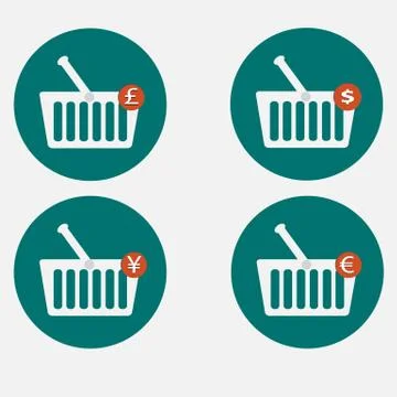 Shopping basket icon set vector illustration 스톡 일러스트