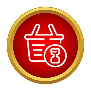 Shopping basket icon showing processing status with hourglass Stockillustratie