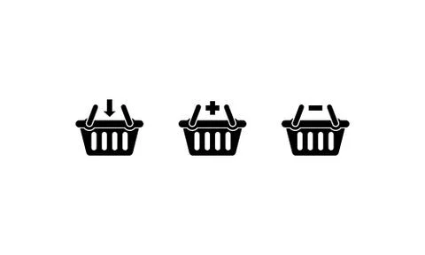 Shopping basket icons set. Vector on isolated white background. EPS 10. Stock Illustration