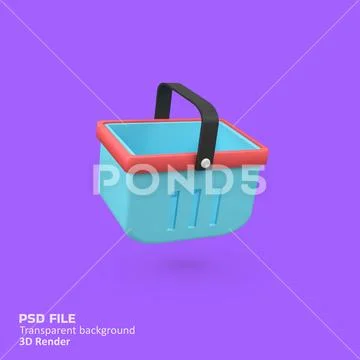 Shopping basket isolated 3d render icon illustration Template PSD