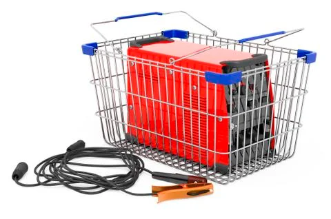 Shopping basket with multi-process welder, 3D rendering Stock Illustration